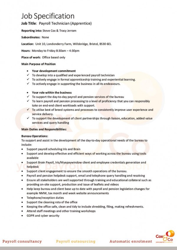 thumbnail of 6.2.3.1 Job Specification_Payroll Technican Apprentice