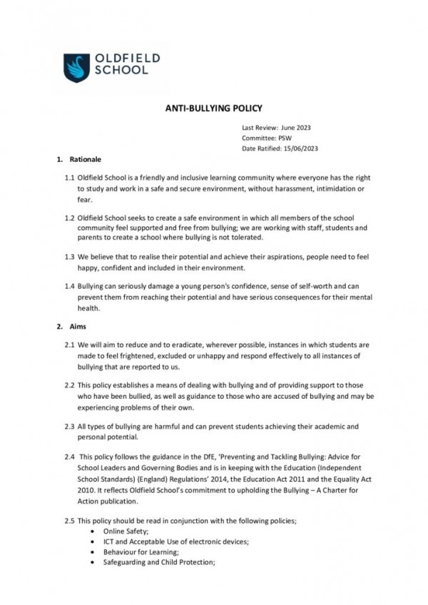 thumbnail of Anti-bullying Policy 2023 PSW_