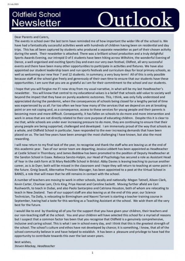 thumbnail of Outlook newsletter 21.07.23