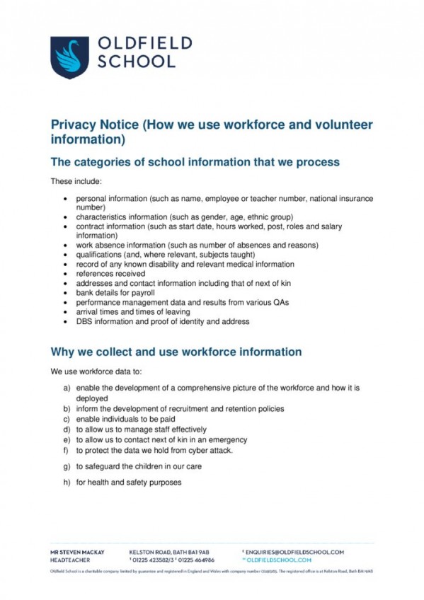 thumbnail of Privacy Notice Staff and Volunteers 2023-2024