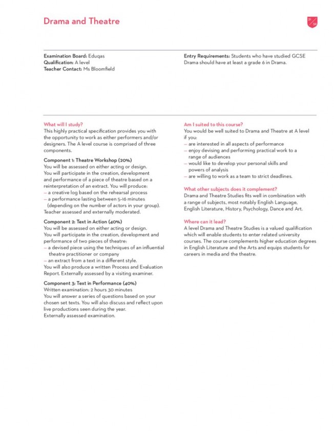 thumbnail of Sixth Form Prospectus 2024; Drama & Theatre