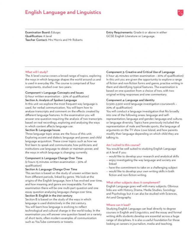 thumbnail of Sixth Form Prospectus 2024; English Language & Linguistics