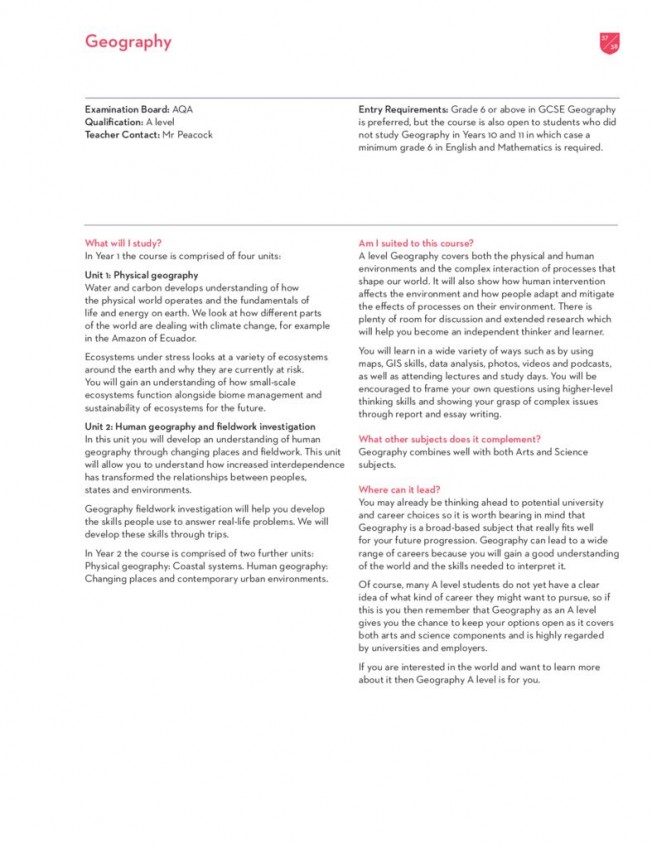 thumbnail of Sixth Form Prospectus 2024; Geography