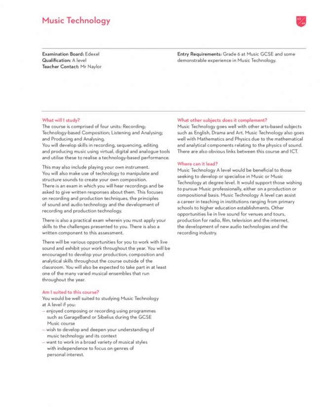 thumbnail of Sixth Form Prospectus 2024; Music Technology