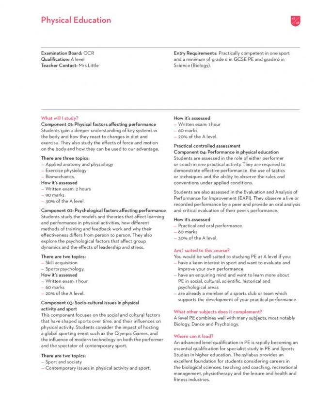 thumbnail of Sixth Form Prospectus 2024; Physical Education