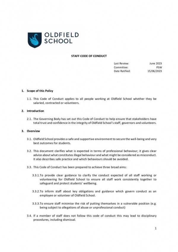 thumbnail of Code of Conduct for Staff 2023 PSW