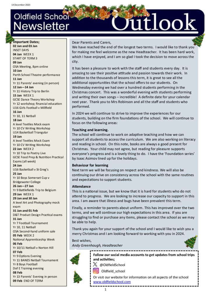 Newsletter 15.12.23