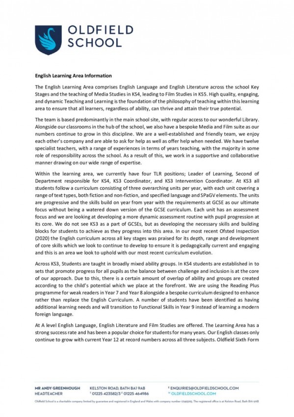 thumbnail of English Learning Area Information 2023-24