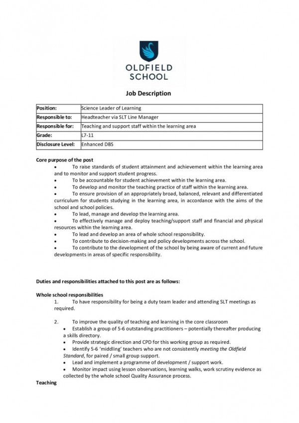thumbnail of Job Description and Person Specification LOL Science 2024