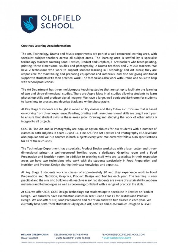 thumbnail of Creatives Learning Area Overview 2023-24