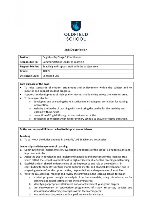 thumbnail of English KS3 Coordinator JD PS