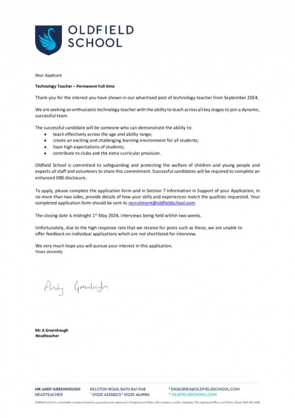 thumbnail of Letter to Applicant April 2024