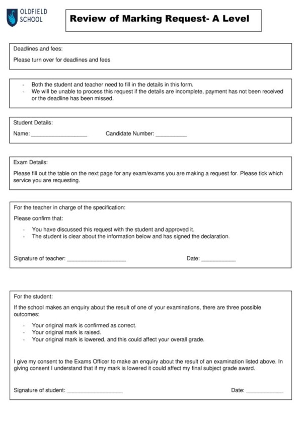 thumbnail of Review of marking form A level